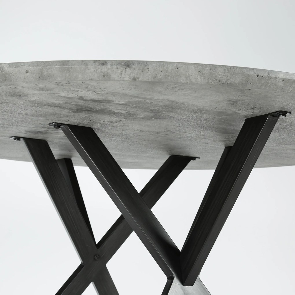 Ronde eettafel 'Nola' 120 cm, 3D-betonlook, kleur grijs