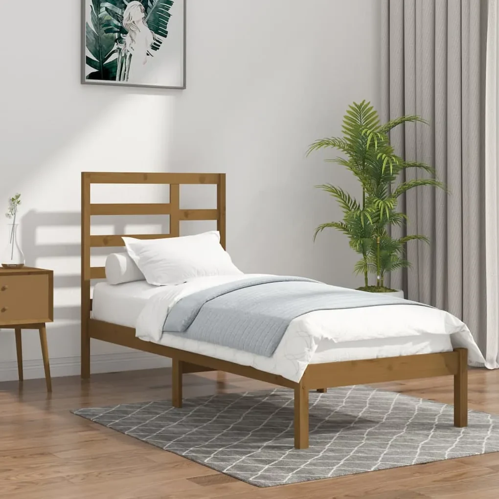 vidaXL Bedframe massief hout honingbruin 90x190 cm 3FT Single