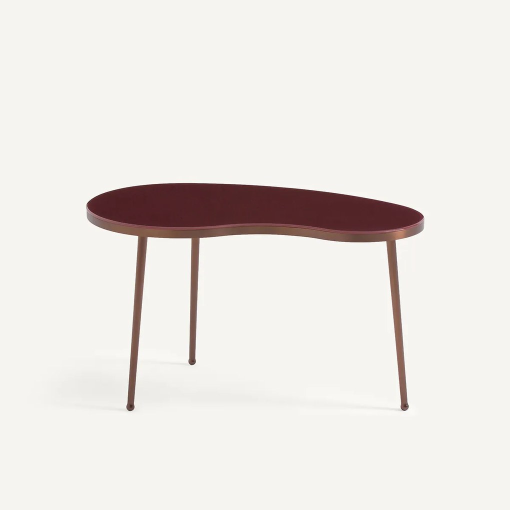 Salontafel in organisch ontwerp, van staal en gehard glazen blad, GALO