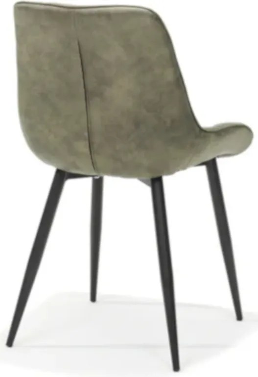 Eetkamerstoel - Loena - stof Cowboy retro lederlook olijf groen