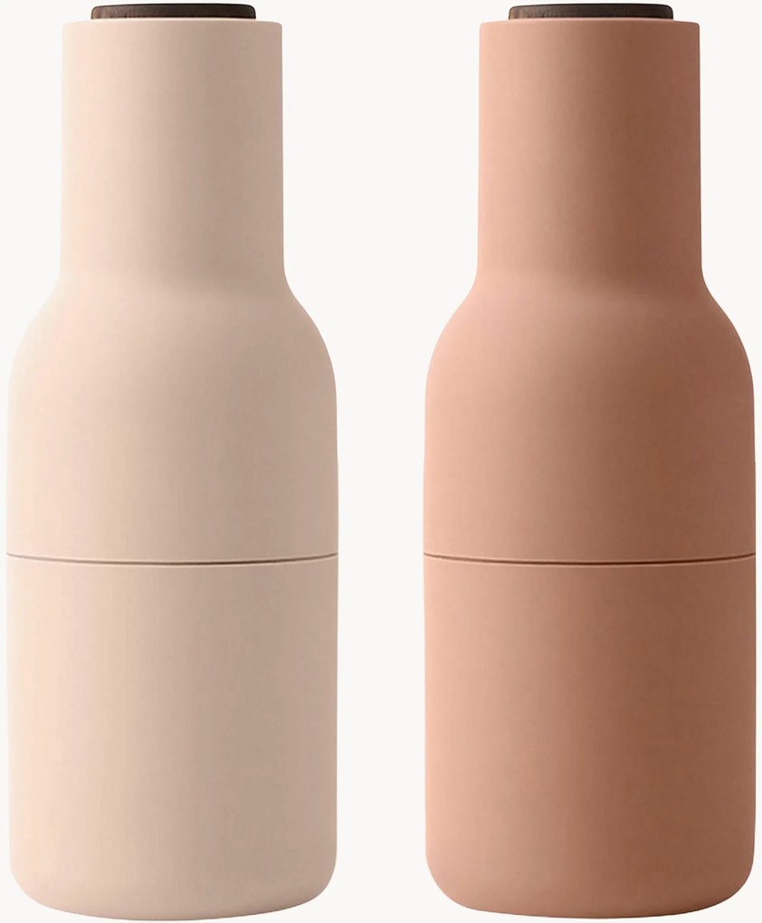 Zout- en peperstrooier Bottle Grinder met walnoothouten deksel, 2-delig