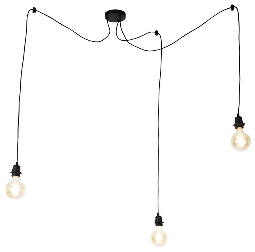 Industriële hanglamp zwart 3-lichts - Cava