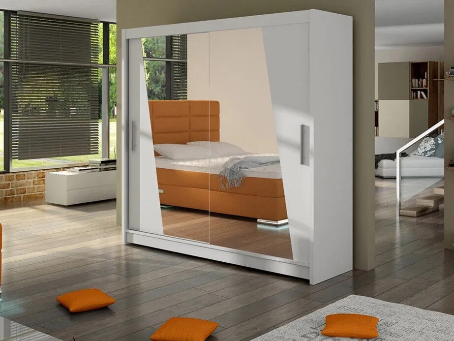 Kledingkast Closico Pallor XIV, Wit, 215x180x58cm, 139 kg, Kledingkast deuren: Schuivend, Aantal planken: 5, Aantal planken: 5