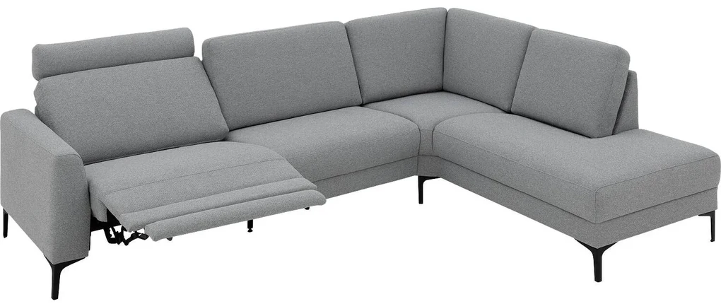 Goossens Hoekbank Dallas lichtgrijs, stof, 1,5-zits, modern design met ligelement rechts