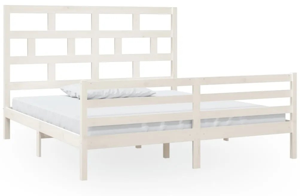 vidaXL Bedframe massief hout wit 180x200 cm 6FT Super King