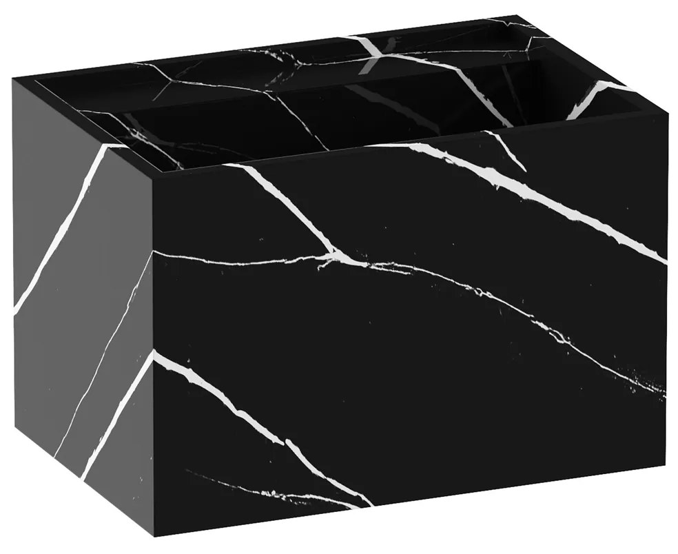 Brauer Nova vrijhangende wastafel marmerlook 60cm zonder kraangat nero marquina