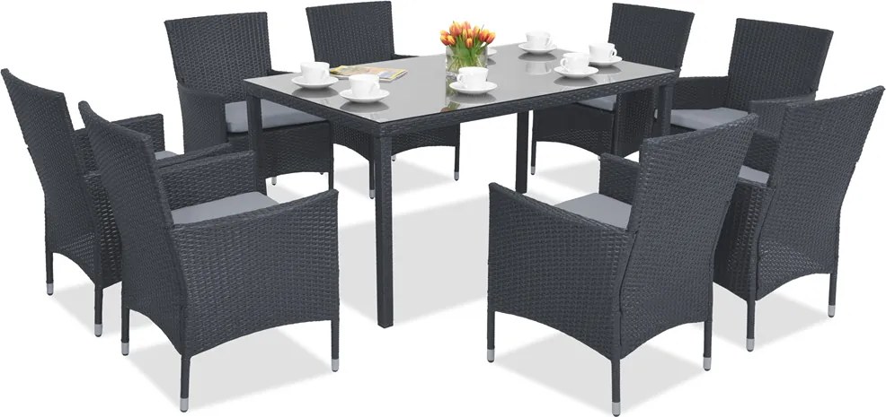 Milan/Grenada 8 Garden Point antraciet technorattan tuinmeubelen