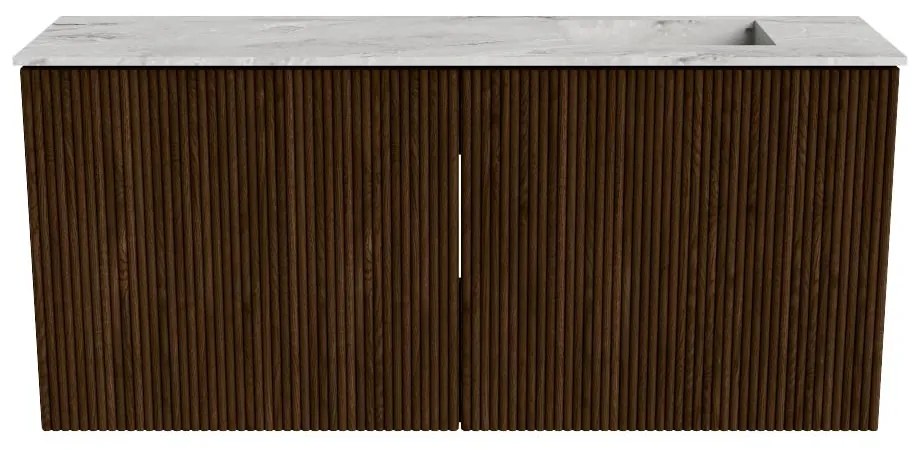 Mondiaz Joya DLux 90cm toiletmeubel walnut met wastafel faye rechts 1 kraangat glace