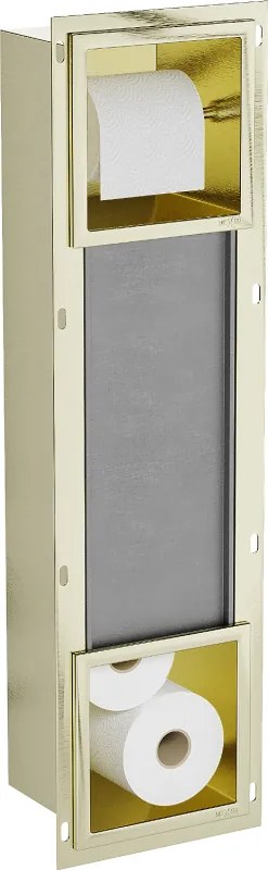 Mexen X-Wall-BP toiletrolhouder met magazijn, goud geborsteld - 1954