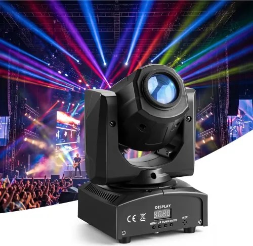 VEVOR 2 stuks Moving Head LED 30W RGB podiumverlichting LED-spot met 8 kleuren, draaibare spot voor feestjes, bruiloften, clubs en podia, stroboscoop feestverlichting met 8 gobo's DMX512-besturing en geluidsregeling