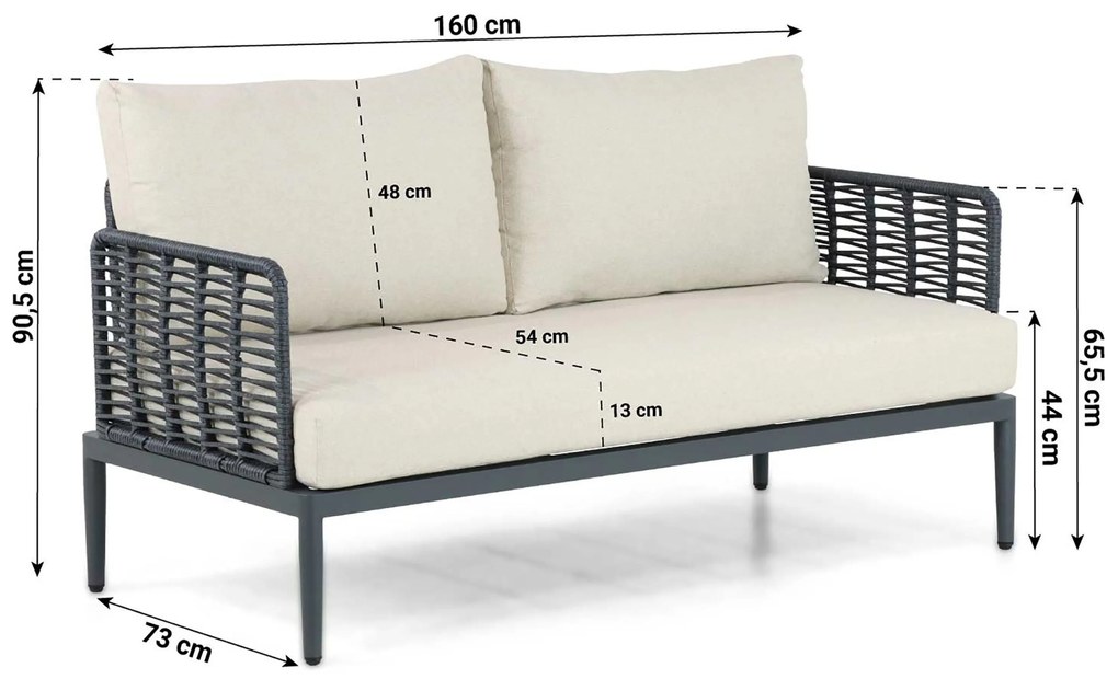 Stoel en Bank Loungeset 5 personen Aluminium/wicker Grijs Coco Ibiza