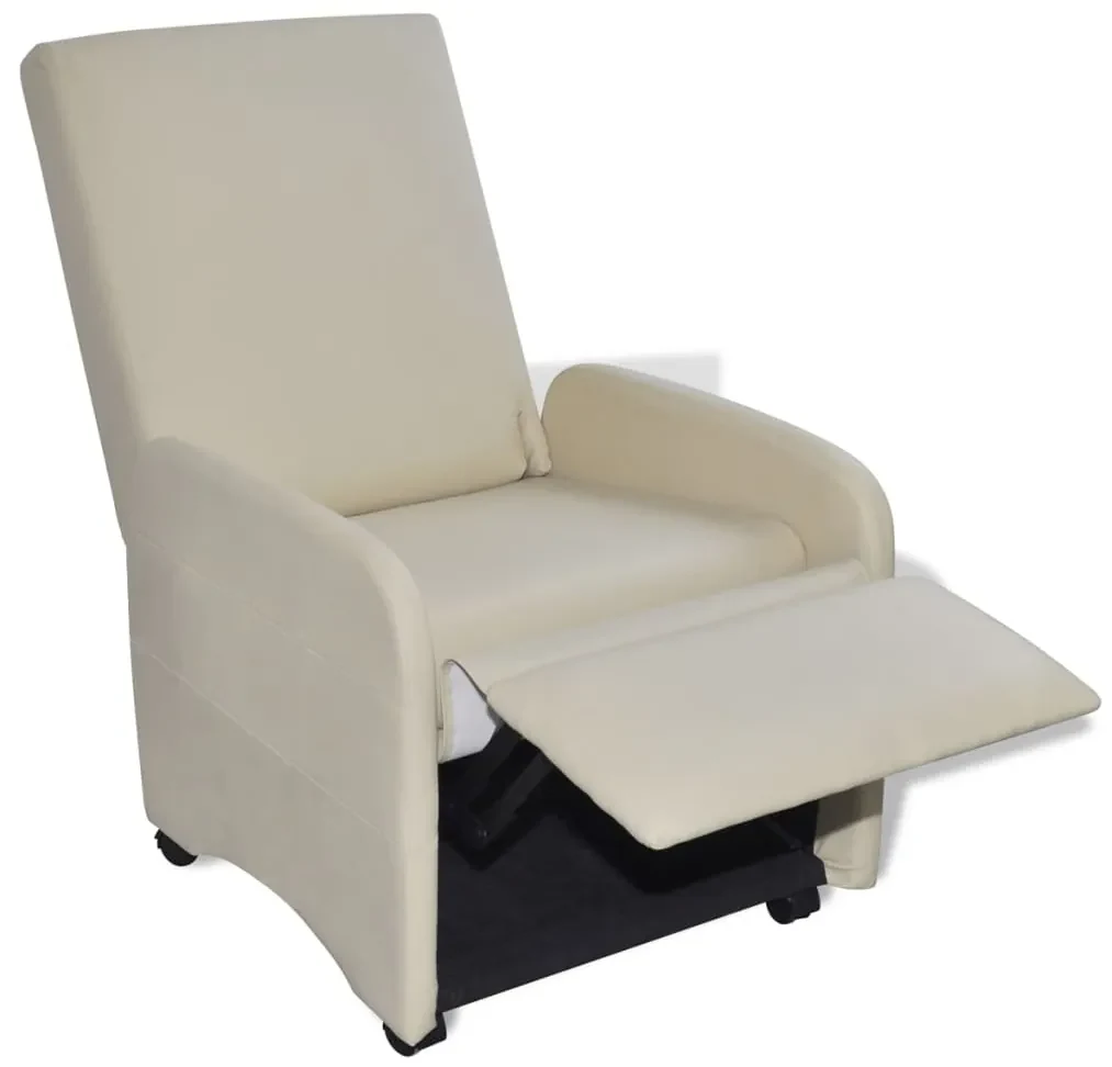 vidaXL Fauteuil inklapbaar kunstleer crème