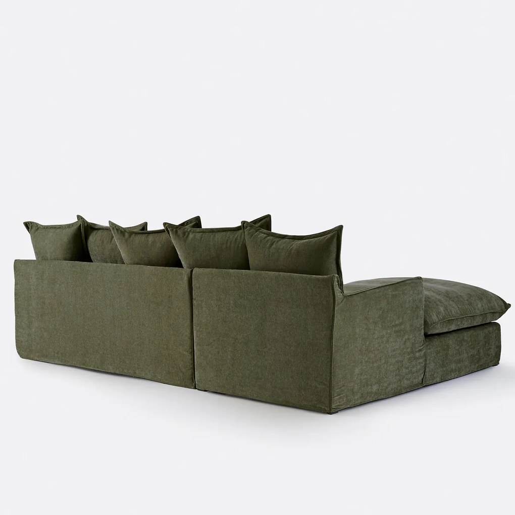 Hoekbank links, omvormbaar, afneembare hoes, 4-zits, gemêleerd polyester, ODNA