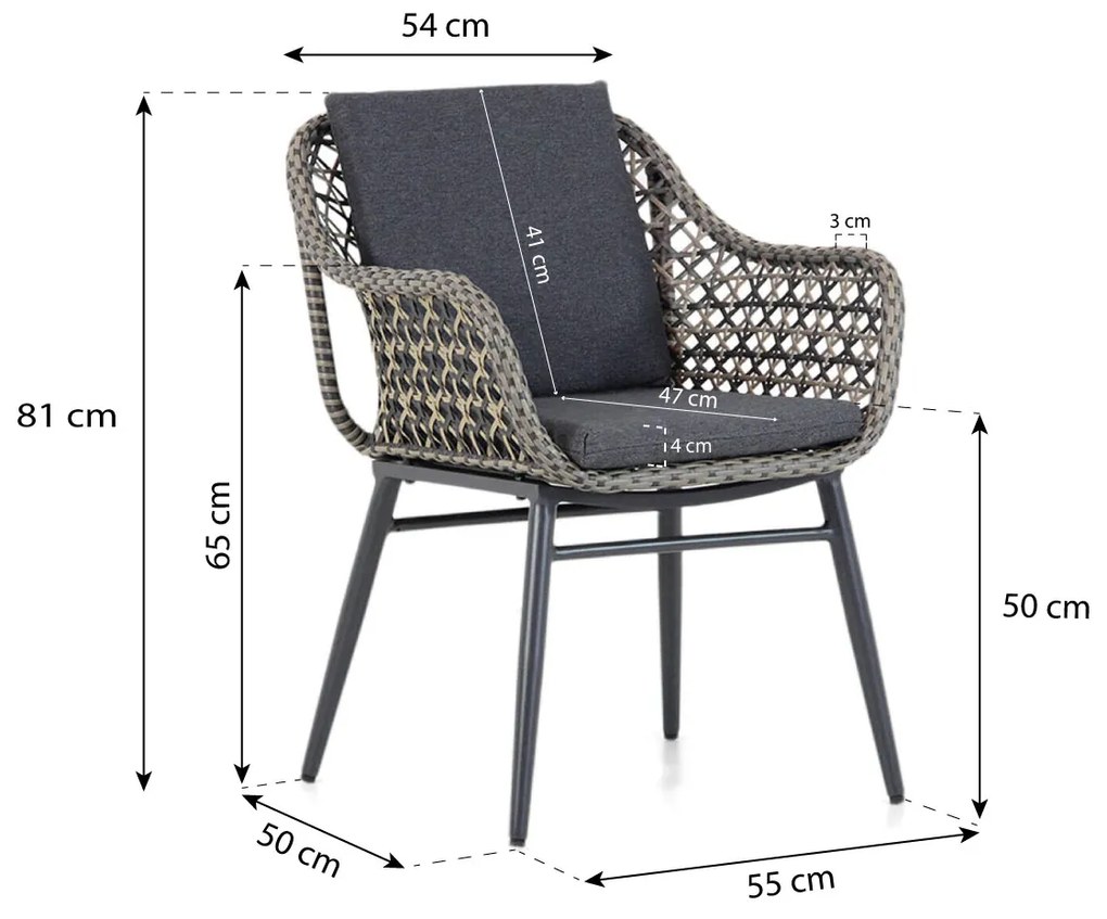 Tuinstoel Wicker Taupe-naturel-bruin Lifestyle Garden Furniture Dolphin  mixed black/taupe