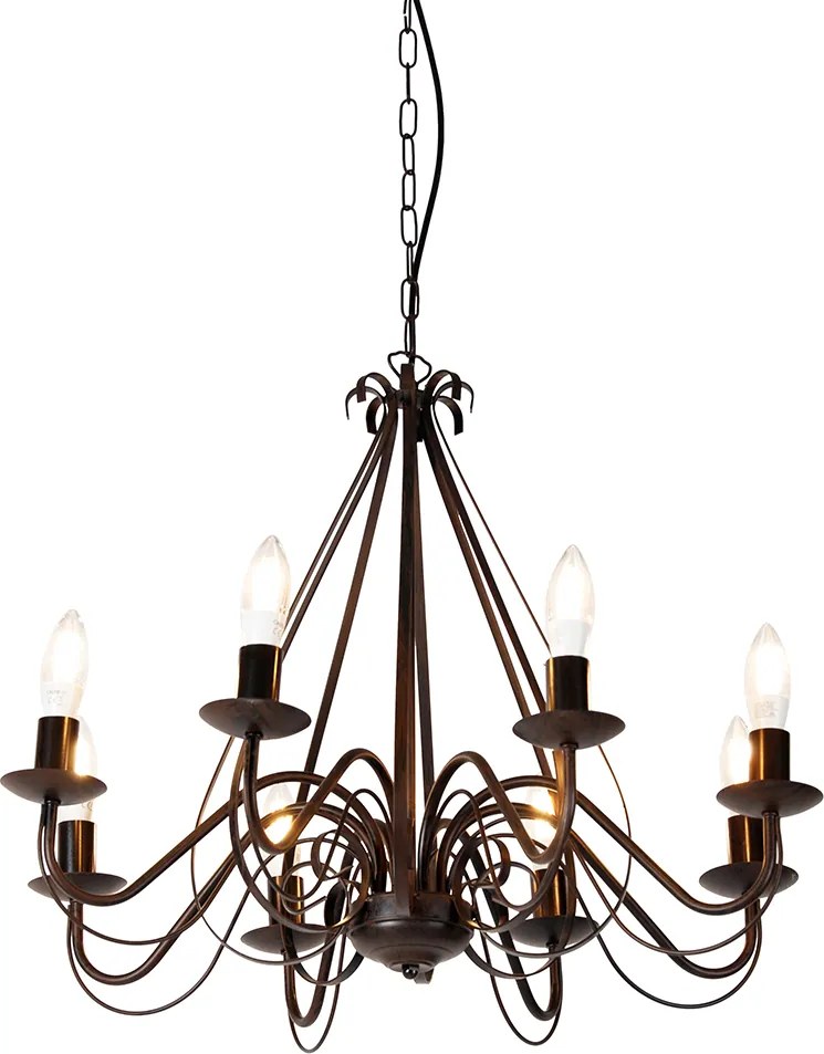 Smart kroonluchter roestbruin 8-lichts incl. Wifi B35 - Giuseppe