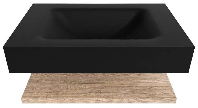 Zaro Alan badmeubel 70cm met planchet washed oak en vrijhangende wastafel cloud midden 1 kraangat urban