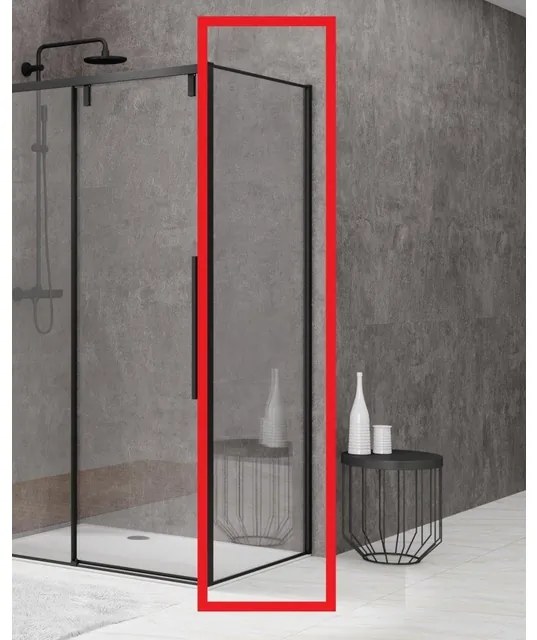 Van Rijn Products ST06 Vaste Wand - 70x200cm - Helder glas - dikte 8mm - tbv hoekcabine - muurprofiel - Zwart ST0635070ZWW