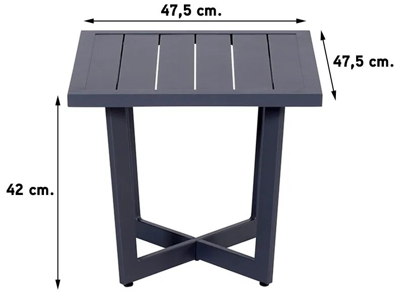 Ivy bijzettafel 47,5 x 47,5 cm. - Carbon black