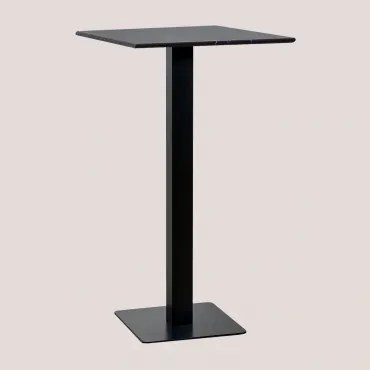 Vierkante Hoge Barkruktafel 60x60 Cm In Livanto Marmer Zwart & Marmer Nero Marquina - Sklum