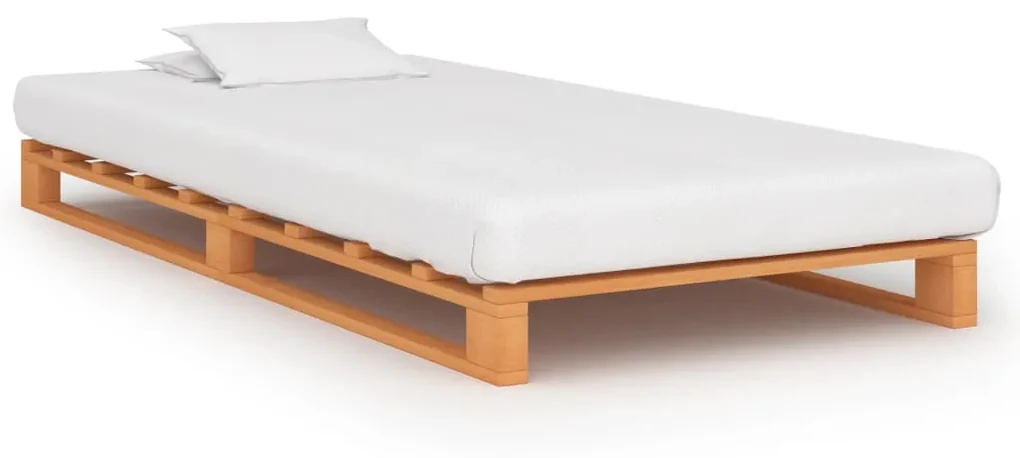 vidaXL Bedframe pallet massief grenenhout bruin 100x200 cm