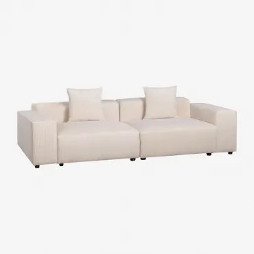 2-delige Modulaire Bank (↔︎270 Cm) Met Lage Armleuningen Bruna Corduroy Beige – Linnen - Sklum