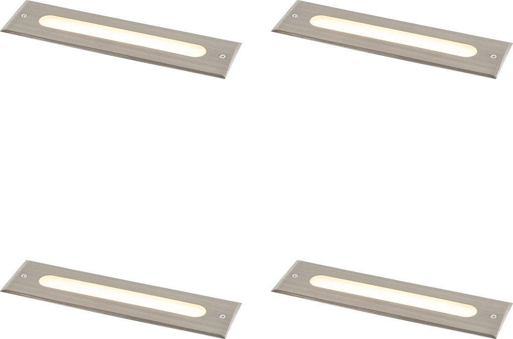 Set van 4 moderne grondspots staal 30 cm incl. LED IP65 - Eline