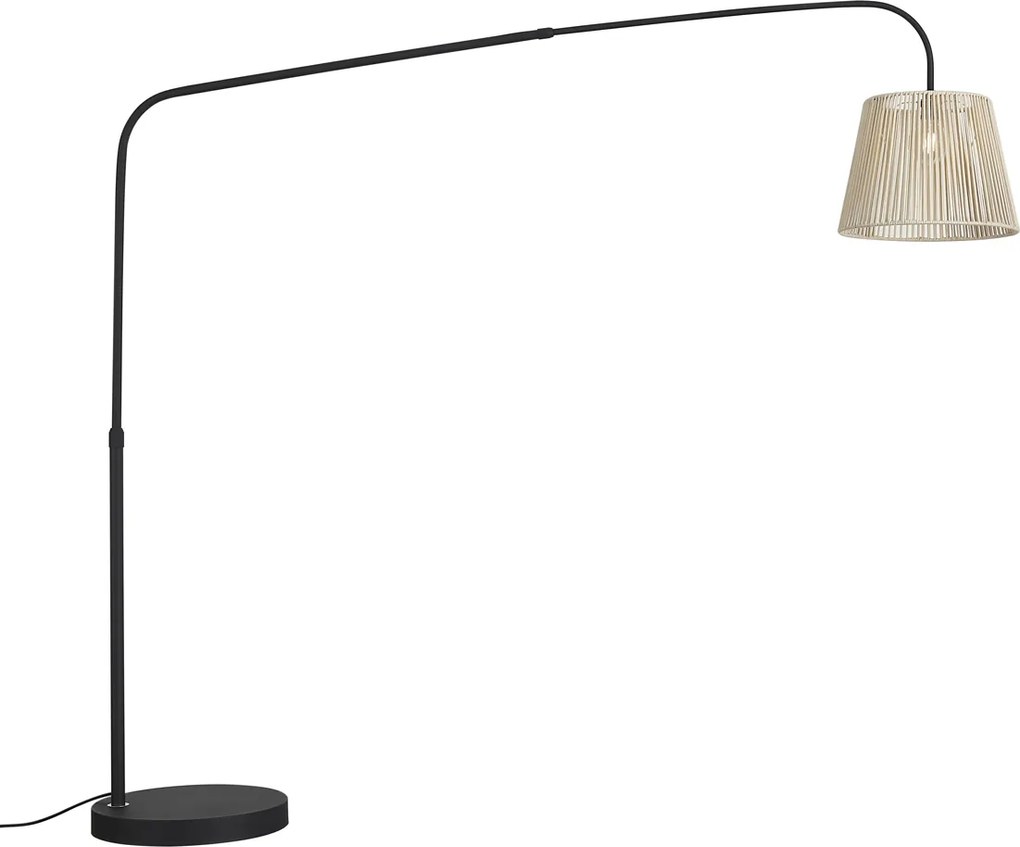 Japandi buiten vloerlamp zwart met beige kap van touw IP44 - Arc Jayla