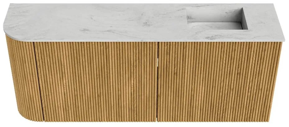Mondiaz Joya DLux 100cm toiletmeubel ronding links oak met wastafel faye rechts zonder kraangat opalo