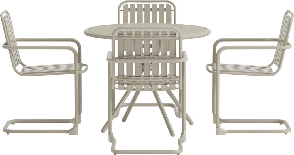 The Outsider tuinset-bram-5-delig-4-personen-rond-beige-aluminium-glas-the-outsider