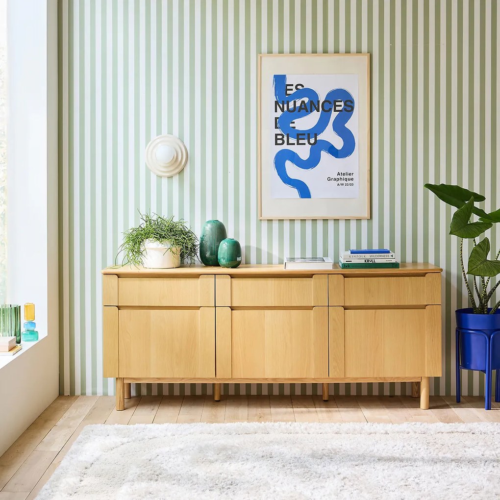 Buffetkast met eikenfineer, 3 deuren, 3 lades, Bellita