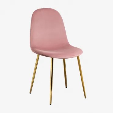 Set Van 4 Glamm Fluwelen Eetkamerstoelen Blush & Goud - Sklum