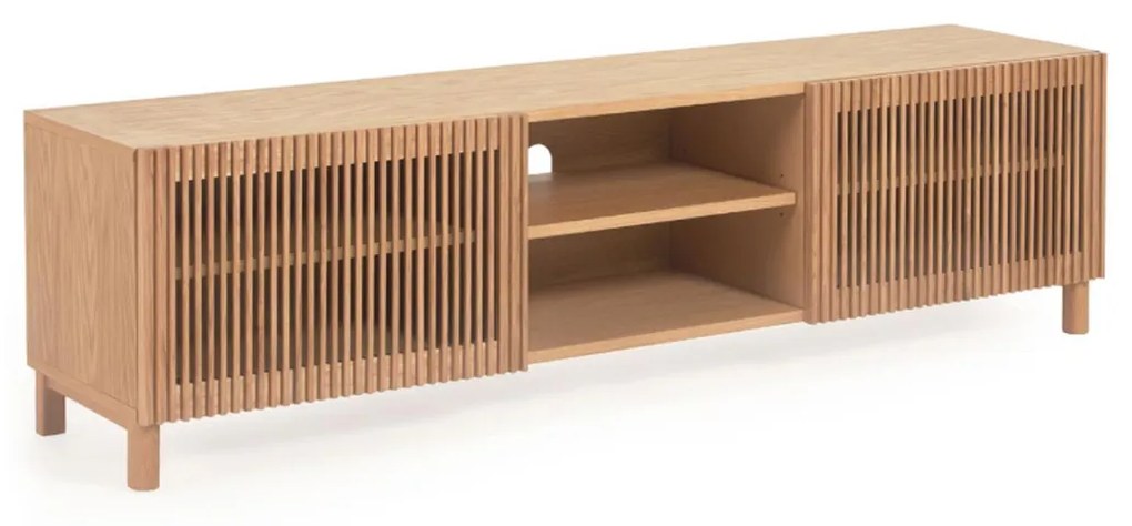 Kave Home Beyla Tv-meubel Met Latjes Eiken Hout - 180x42.5x49.5cm.