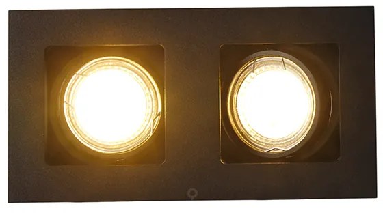 Inbouwspot zwart rechthoekig 2-lichts - Qure