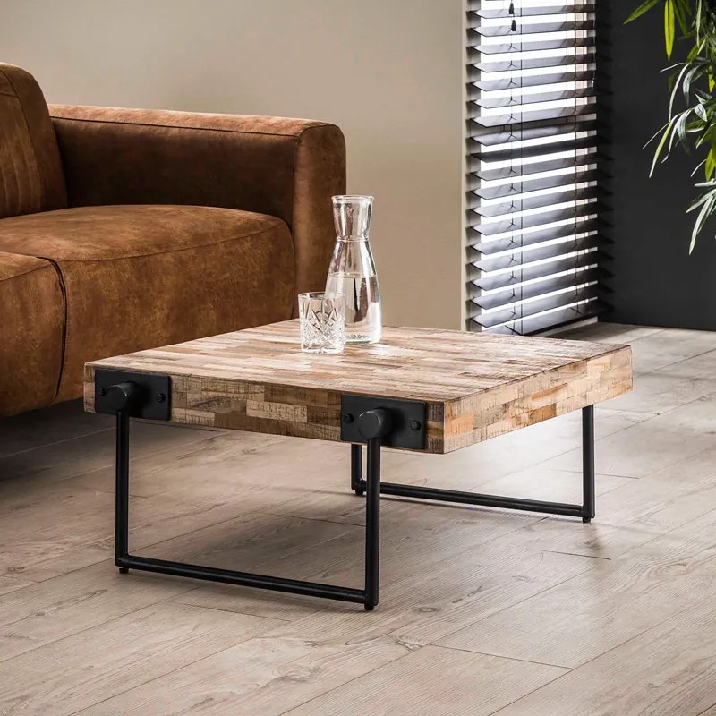 Teakhouten Vierkante Salontafel 70x70 - 70 X 70cm.