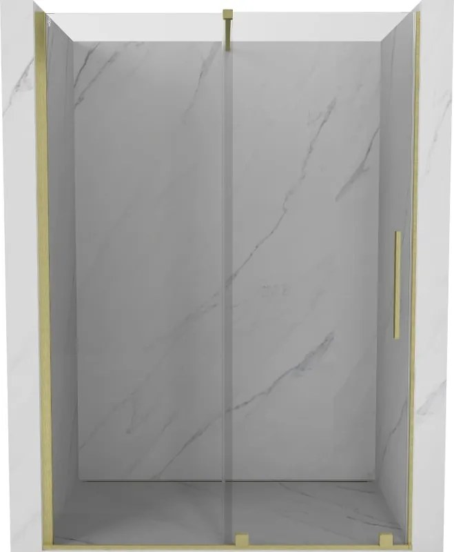 Mexen Velar schuifbare douchedeur 140 cm, transparant, goud geborsteld - 871-140-000-01-55