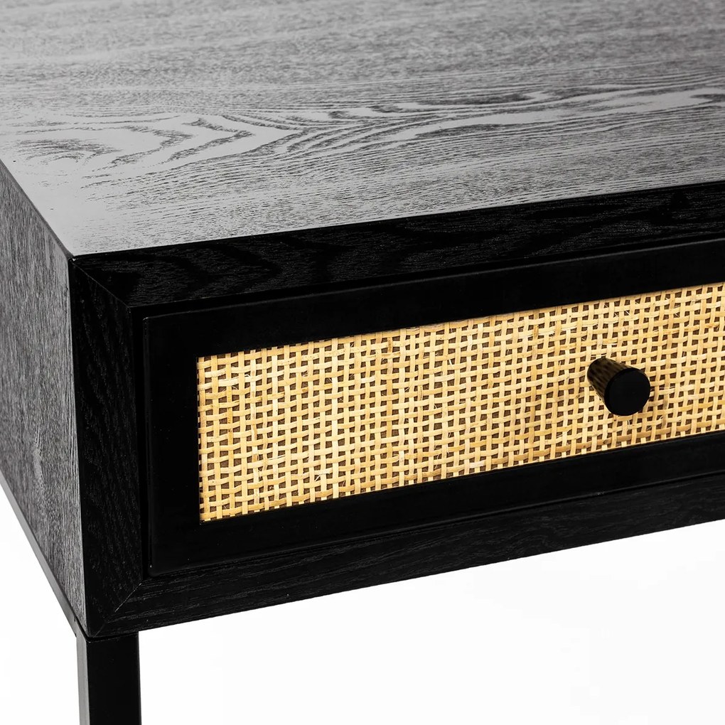 Japandi Kaptafel Met Rotan Lades - 120 X 40cm.