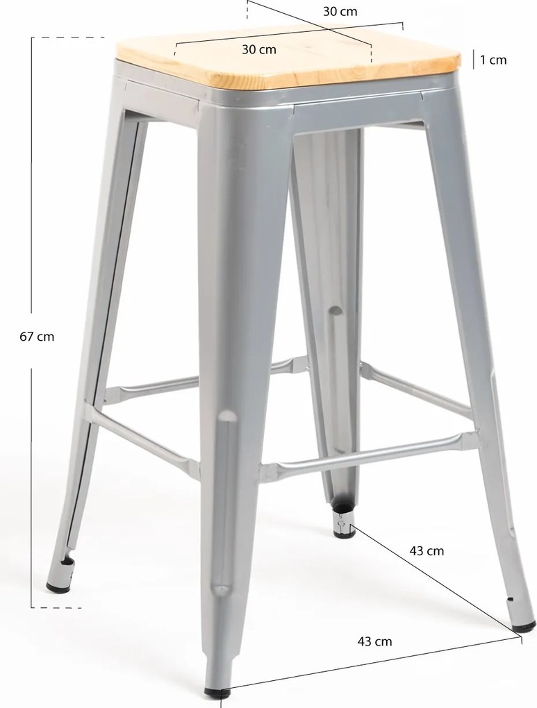 Torix lage kruk van natuurlijk hout