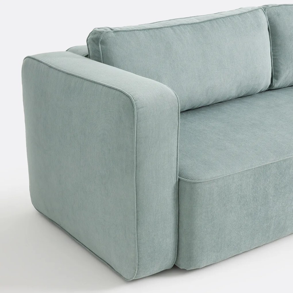 3-zitsbank, omvormbaar, met box, van fijn ribfluweel, AMEDEA