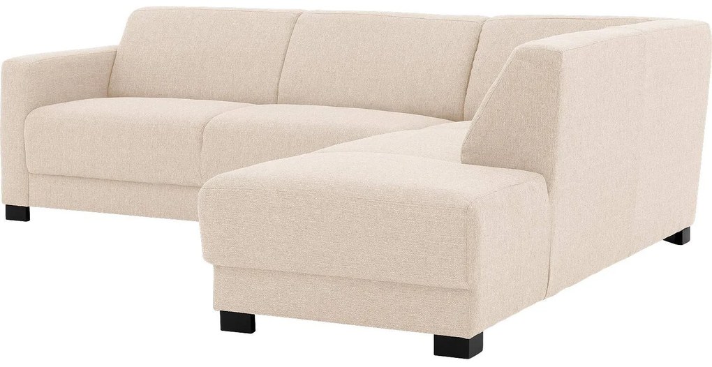Goossens Bank My Style beige, stof, 2,5-zits, stijlvol landelijk met chaise longue rechts