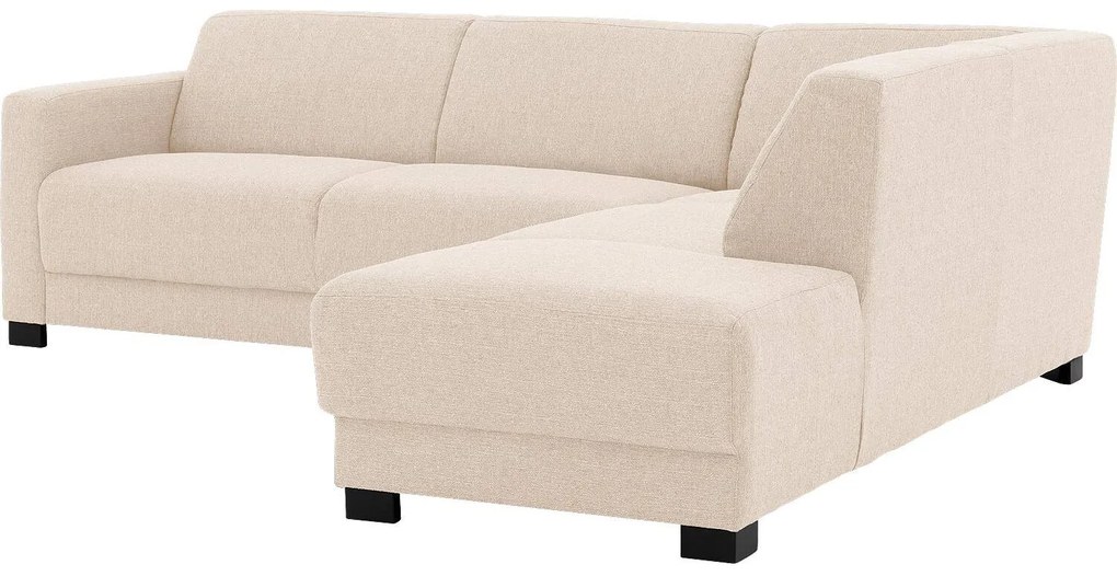 Goossens Bank My Style wit, stof, 2,5-zits, stijlvol landelijk met chaise longue rechts