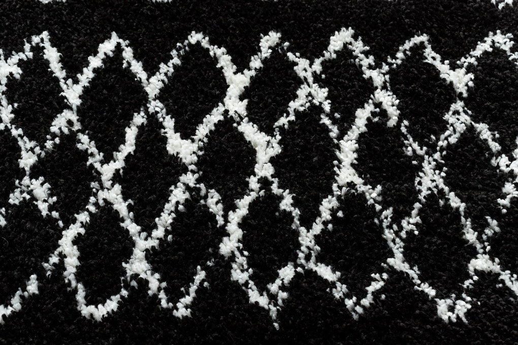 Tapijt BERBER ETHNIC G3802 ROND zwart / witrand ,  Barber , marokkaanse shaggy