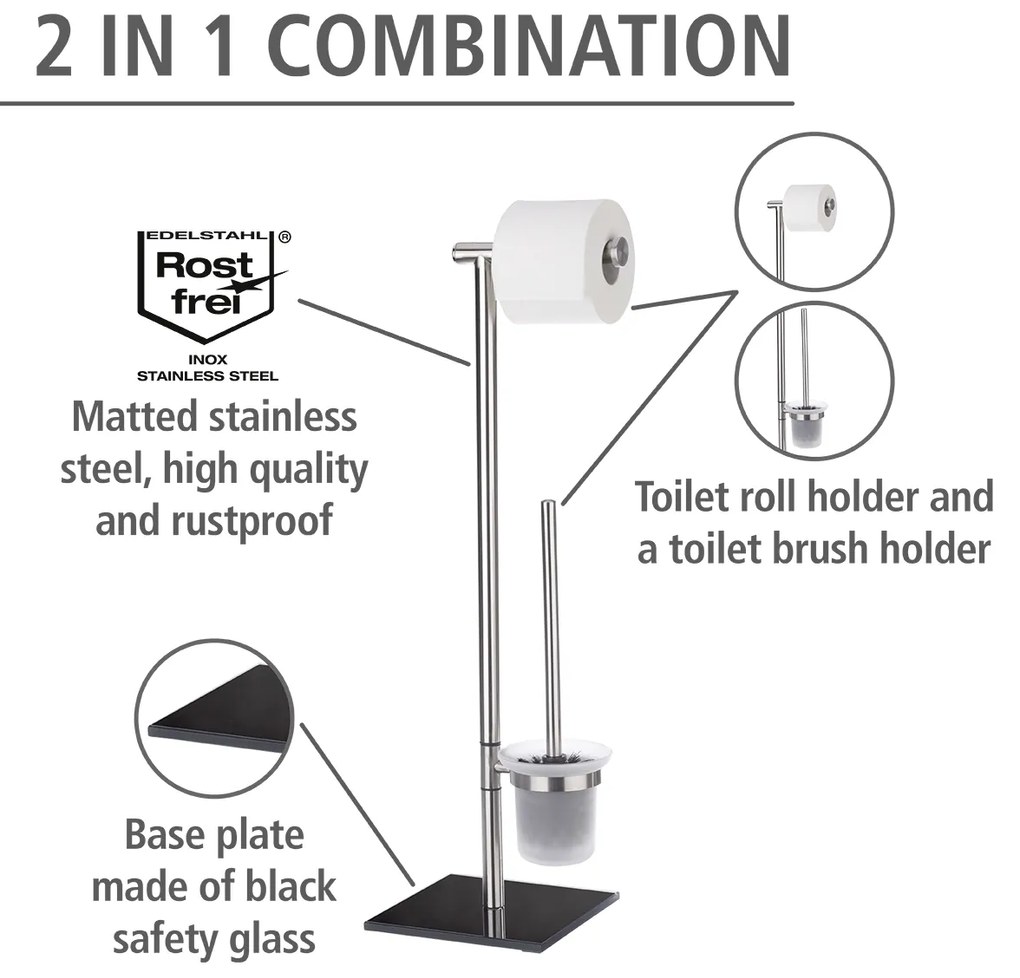 Wenko Lima wc-boy RVS gesatineerd/zwart