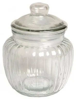 Voorraadpot, glas, ribbels, 0,5 liter