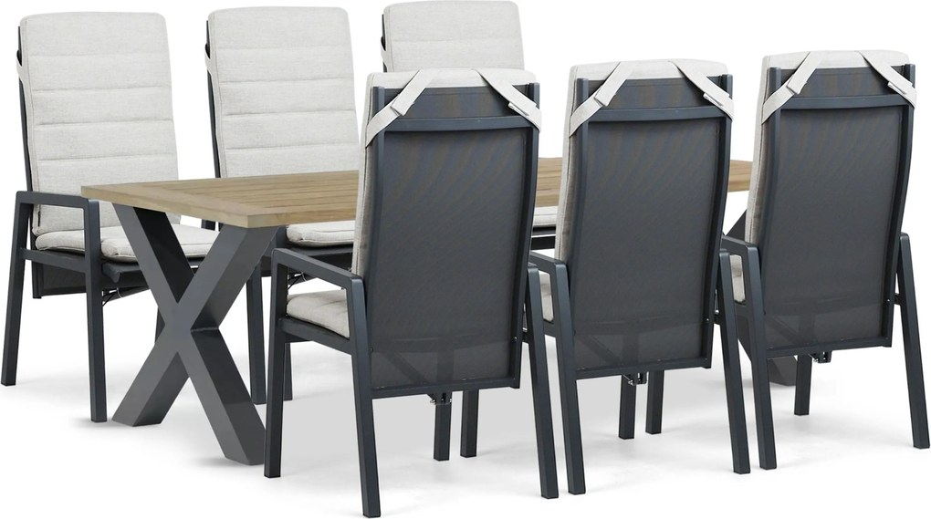 Tuinset 6 personen 240 cm Aluminium Grijs Lifestyle Garden Furniture Vivaro/Cardiff