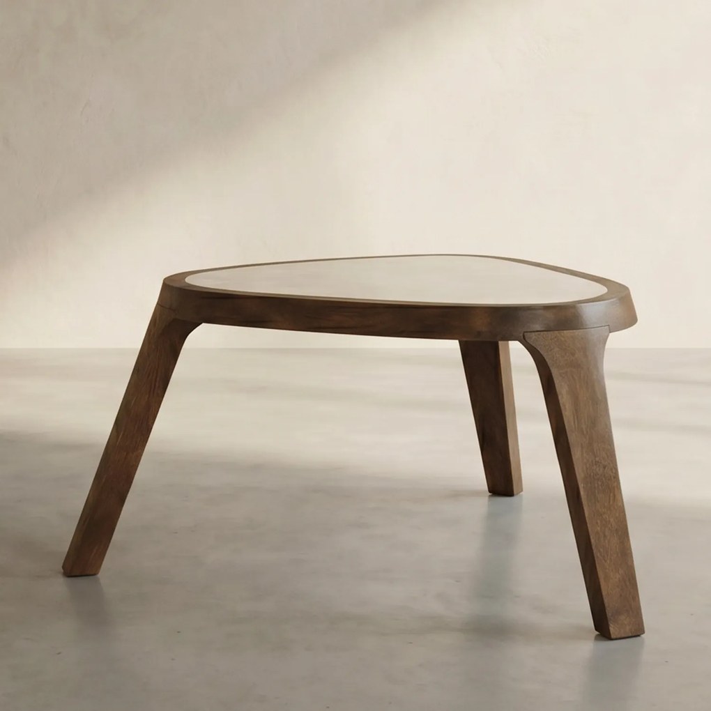 Salontafel Hout Met Marmer 60x51 Cm - 60 X 51cm.
