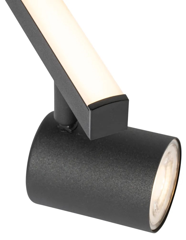 LED PlafondSpot / Opbouwspot / Plafondspot zwart GU10 50mm 2-lichts incl. backlight - Back Up Modern GU10 rond Binnenverlichting Lamp