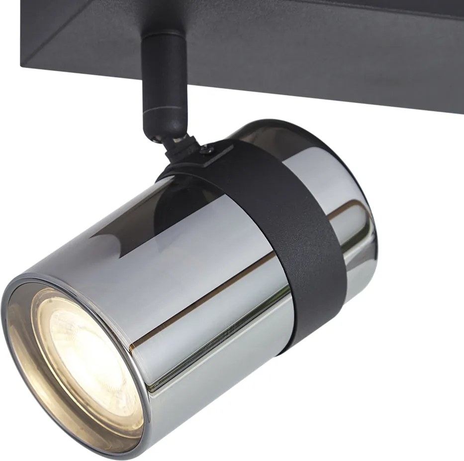 Plafondspot zwart met smoke glas 2-lichts draai- en kantelbaar - Gianni