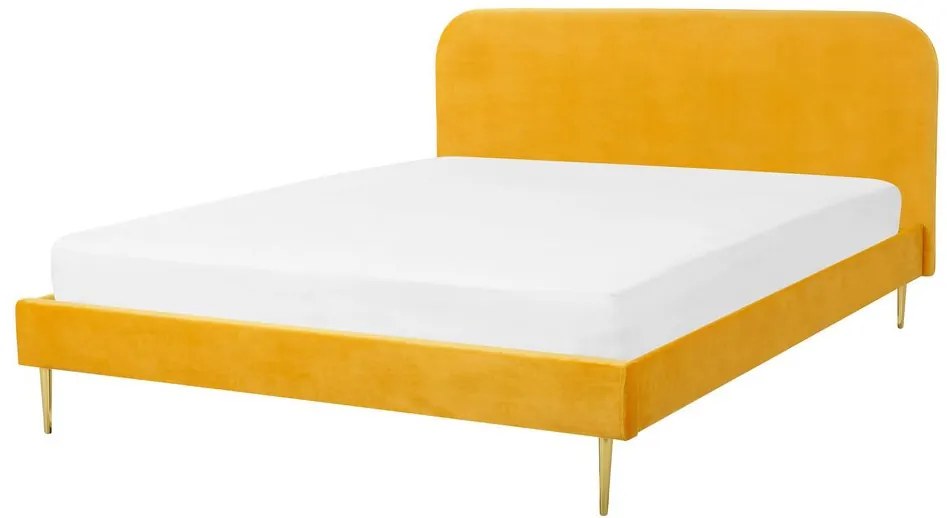 Bed fluweel geel 140 x 200 cm FLAYAT Beliani