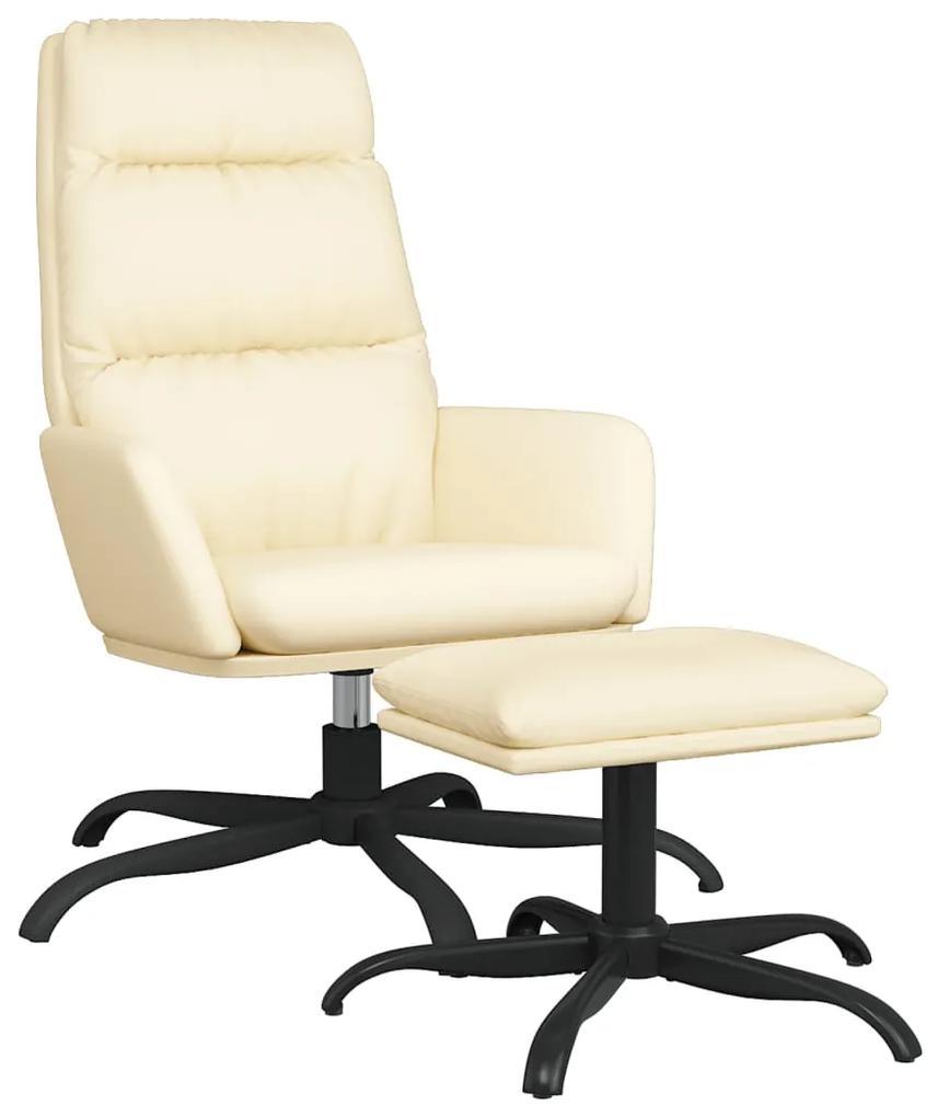 vidaXL Relaxstoel met voetenbank kunstleer crèmekleurig