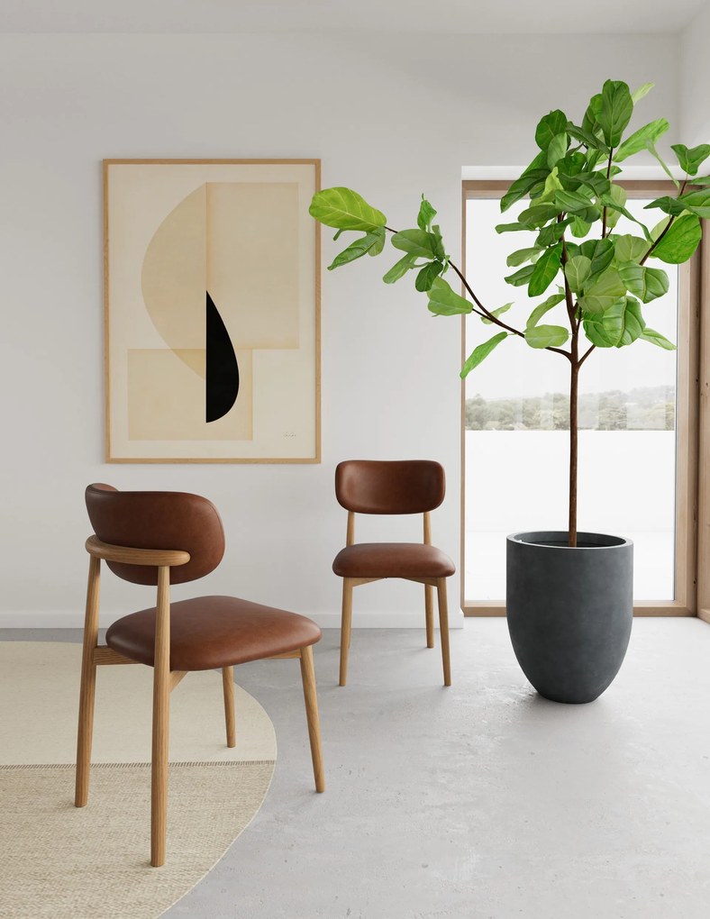 AVLO Eco-leer Retro Brandy/gelakt eiken frame – HOUTEN STOEL VOOR WOONKAMER, EETKAMER, KEUKEN RETRO